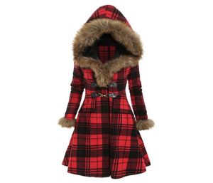 Women039s Fur Faux Winter 2021 Plaid Hooded Alloy Button Slim Fit Long Sleeve Tweed Medium And Coat5705615