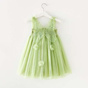 2024 Summer Girls 'Princess Party Birthday Dress Butterfly Mesh Fluffy kjol för 0-6 år