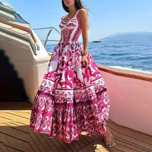 S Summer Summer New Print Square Dequarder Skird Plateed Slim Fit High Pheched Dress