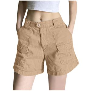 Y2K Summer Women Vintage Streetwear Korean Kne Längd bred ben Baggy lastfickor Låg midja sportiga grunge shorts byxor kvinnor 240521