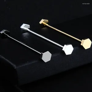 Brooches Fashion Men Shirt Collar Pin Tie Clip Hexagon Bar Clasp Brooch Party Gift Skinny Clamp Cufflink