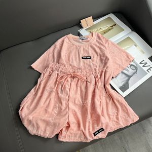 10A Designer brushed tracksuit girls short sleeved skirt sexy cute college style student tracksuits oversized stretch casual suit sister sportswear set