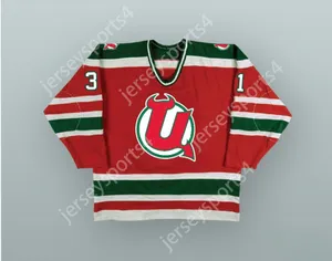 Anpassad Chris Terreri 31 Utica Devils Red Hockey Jersey Top Stitched S-M-L-XL-XXL-3XL-4XL-5XL-6XL