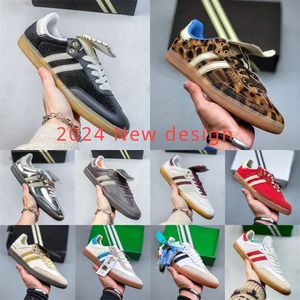 2024 Designer Bag Wales Bonner Pony Leopard Tonal Cream White Silver Core Black Sporty Rich Designer Skate Shoes Red White Green Men Women Sports Low Sneakers 36-45