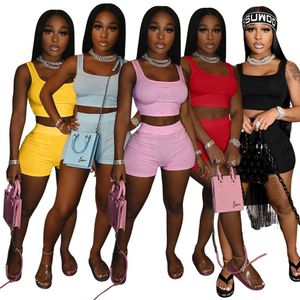 Nuovo arrivo Casual Casual Solid Color Due pezzi Set Women Trackuit Summer Shorts Shorts Shorts Short Set casual