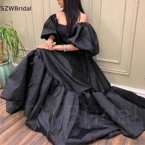 Sukienki imprezowe Przyjazd v szyja czarne kobiety wieczór tafta dubai sukienka plus size vestidos de fiesta