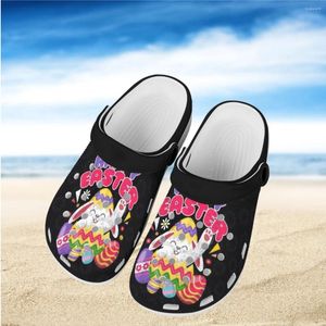 Flipes felizes de páscoa adulta adulto de desenho animado moda de praia interior sandals leves femininos femme