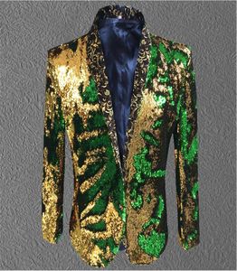 Nuovi uomini flipup paillettes vestiti in forma Slim maschio Blazer Nightclub Bar Singers Spect Show Giacca Shiny costumi M5XL7044754