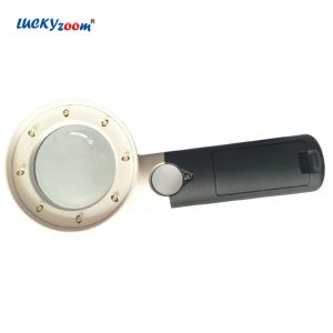 Handheld 8 LED Light Magnifying Glass 7X 20X Dual Lens Elderly Reading Illuminated Magnifier Black White Jewelry Loupe ABS Lupa