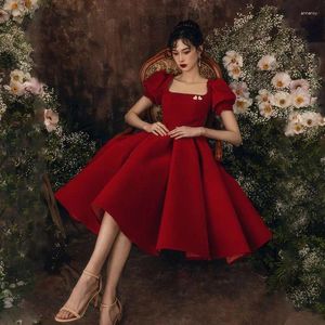 Party Dresses Harajpee Slim Toast Dress Bride 2024 Red Small Engagement Elegance Covering Belly High Waist Night Prom Vestido