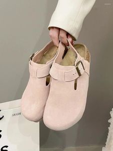 Отсуть обувь каблуки с каблуками Spring Cork Sandals Slip-On Loafers Summer Женская медленная толстая древесная эластичная лента 2024 снаружи