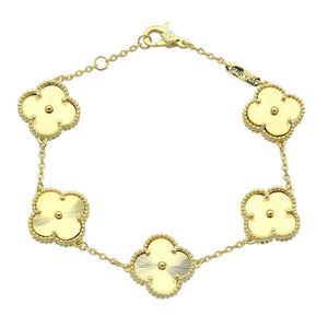 A glamorous bracelet for Vanly urban beauty New five four leaf gold texture Bracelet womens five flower bracelet set