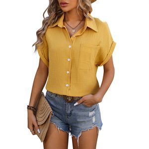 女性のシンプルなカジュアルな非対称の特大の綿ボタンアップロングスリーブチュニックシャツ