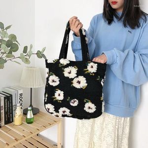 Väska pick-up trasa Autumn Winter Korean ins mode enkel tredimensionell plysch liten blomma handhållen avslappnad axel