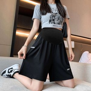 3 Colors Summer Plus Size High Waist Pants for Pregnant Women Maternity Wide Leg Loose Shorts Ladies Pregnancy Capris L2405