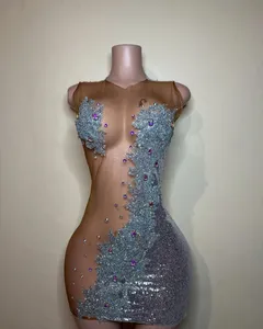 Vestidos de aniversário sexy aplicados 2024 lantejoulas de lantejoulas de coquetel de coquetéis curtos de lantejoulas de lantejoulas vestidos de gala
