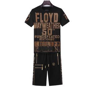 Мужчины трековые костюмы Шорты T Рубашки Дизайнер Mans Short Pants Floyd Mayweather 50th Gold Hot Drill