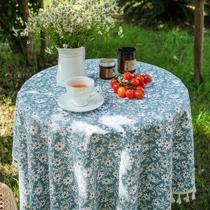 Wild Flower Tablecloth Round Floral Tablecloth Polyester Washable Spring Summer Table Cover for Kitchen Dining Room Indoor Outdoor Picnic Patio Party Decor