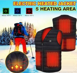 Män Autumn Winter Smart Heat Cotton Vest USB Infraröd elektrisk uppvärmning Vest Kvinnor utomhus flexibel termisk vinter varm jacka4626600