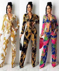 Kvinnor Designers kläder 2023 Highend Twopiece Pant Set Autumn Fashion Sport Leisure Milk Silk Printing4263322