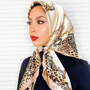 Bandanas Durag Scarves 2024 Ny mode Silk Square Scarf For Women 90*90cm Neck Hair Tie Band Bag Warp Soft Neckerchief Hijab Headscarf Female Foulard J240516