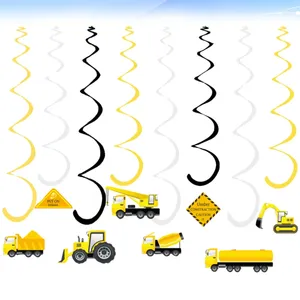 Candle Holders 16 PCS Construction Truck Theme Swirl hängande prydnad dinglande spiraler pvc hängen festdekoration för barn (b)