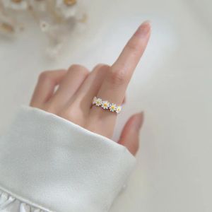 Bandringar vintage daisy blomma för kvinnor koreansk stil justerbar öppningsfinger ring brud engagemang uttalande smycken gif dropp deli otqh2