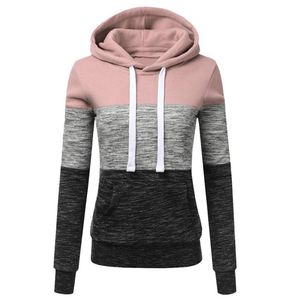 Hoodies Women Sweatshirts Fashion Womens Casual Hoodies Sweatshirt Patchwork Ladies Hooded Pullover Women Clothing Sweats Warm6921302