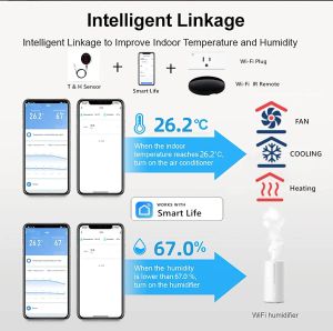 Tuya WiFi Temperaturfuktighet Senor Extern sond 3M med LCD -skärmens fjärralarm inomhus termometer Hygrometer Smart Life App