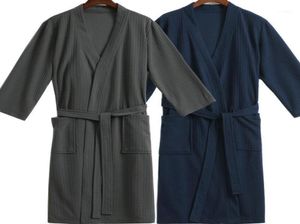 Men039s Sleepwear Men Waffle Bath Robe Suck Water Cotton Robe Bathrobe Night Vasaceiro Mens Plus Tamanho Kimono Robes Classic 7484210