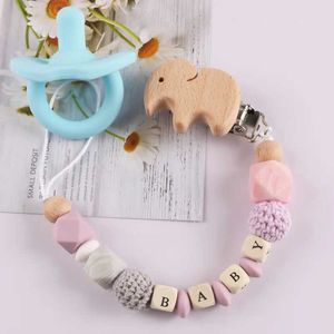 Pacifier Holders Clips# Personalized name for baby pacifier clip Elephant Beech Dummy Nipple Stand Clip Chain Silicone Teeth Neonatal Teeth Toy d240521