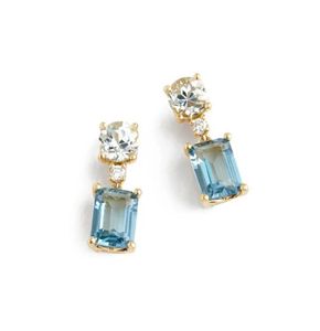 Geometric Fashion Jewelry White Round Light Blue Square Cubic Zirconia Cz Drop Charm Earrings 925 Sterling Silver for Women8787789