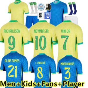 Brasilier 2024 Soccer Jerseys Camiseta de Futbol Paqueta Raphinha Football Shirt Maillots Marquinhos Vini Jr Brasil Richarlison Men Kids