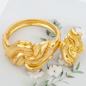 Duża bransoletka dla kobiet kwiat włoski złoty kolor bransoletowy zestaw biżuterii luksusowa miedziana moda na przyjęcie urodzinowe Prezent 240507