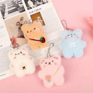 3PCS Cute Little Bear Plush Doll Bag Pendant Stuffed Soft Cartoon Keychain Decoration Creative Key Ring Birthday Gift