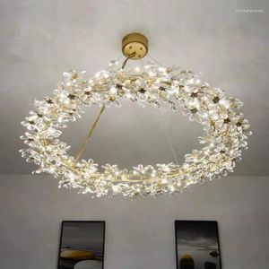 Lampadari lampadario moderno fiore di cristallo lampadario caldo luci da letto romantico in stile designer lussuoso el tema illuminazione decorativa