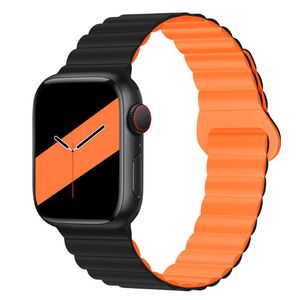Two-color silica gel magnetic strap two-section loop buckle for apple iwatch s9 8 Ultra2