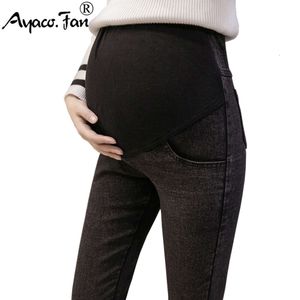 Jeans M-3XL para mulheres calças grávidas Roupos de gravidez elástica Primavera 2019 Nova calça de maternidade esbelta L2405