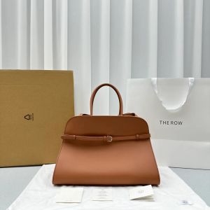The Row Margaux 15 Belt Bag Luxury Designer Closure Detail Double Top Handles Women's Leather Handbags Fashion Designer Shoulder Bags
