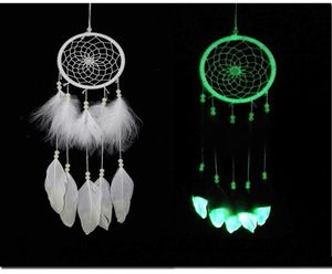 Indien fluorescens Dreamcatcher med fjädrar Noctilucous vindklockor hängande hängande drömfångare mode bröllop jul gi9099478