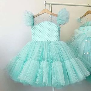 2024 Summer Girls Mesh Tulle Princess Dress for Kids 4-10 YRS Fette Wedding Party TUTU PROMPIT VESTODOS COMUNIONE COMUNIONE COSTO FORMALI