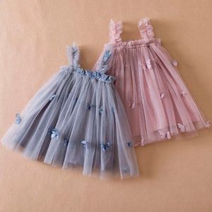 Letnie sukienki dla dziewczyn dzieci urodziny motyl Księżniczka Tiul sukienka 2024 Dzieci wakacyjne plaż