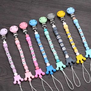 Pacifier Holders Clips# Personalized baby name pacifier clip silicone nipple chain handcrafted toddler teeth chain d240521