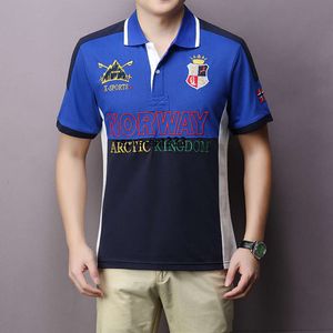 polo shirt men Polo shirt men's Norwegian short sleeved lapel casual pure cotton embroidery color blue island north country