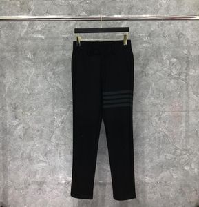Black Casmire Wool Men039s Pants 4Bar Stripes Business Casualne spodnie dla mężczyzn wełniane proste dopasowanie PROM FORMASI3561846