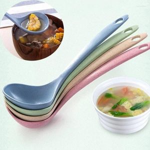 Colheres 1pcs caule de trigo colher colheres de sopa de utensílios domésticos utensílios domésticos sopa grande grama de mingau comprido