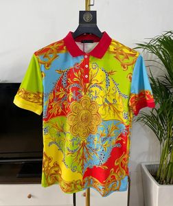 Blommor tryckt polo skjortor för män kläder lyxig kunglig stil barock märke kort ärm mens avslappnade toppar ropa para hombre 240520