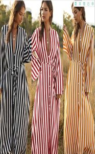 ストリートスタイルのカジュアル服レディースストライプルーズシャツドレススプリングデザイナープラスサイズサッシェスドレス女性ファッション4614722