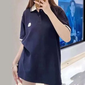 女性用Tシャツ高品質の新しいポロシャツ半袖ラペルレター刺繍コットンカジュアルビジネスハーフメンズ女性
