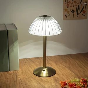 Table Lamps LED Touch Desk Lamp Light USB Wireless Dimmable Night Portable Crystal 3 Color Control Rechargeable